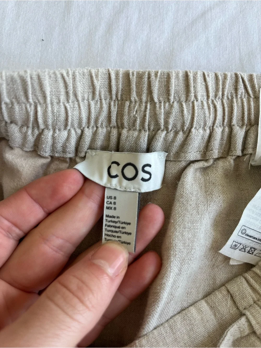 Cos Linen Drawstring Wide-Leg Pants — Beige/Tan size 8